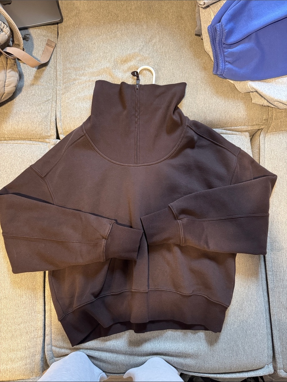 aerie Brown High Neck Pullover Sweatshirt